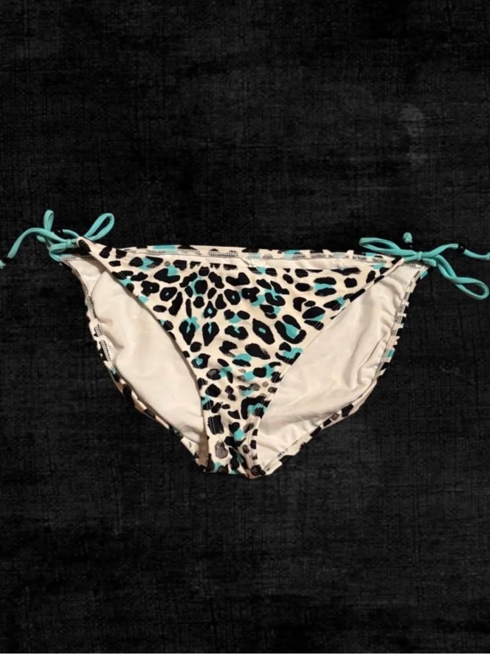 Xhilaration Turquoise and Black Leopard Tie-Side Bikini Bottom